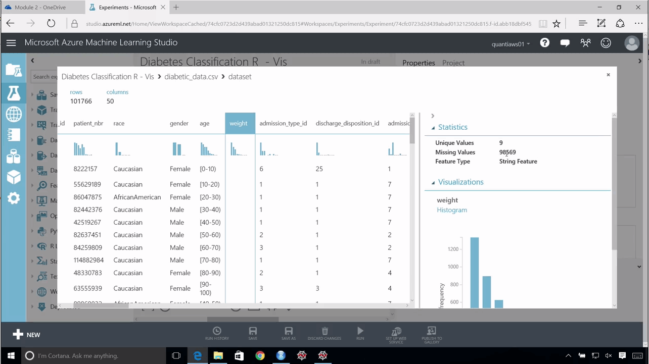 AzureML Dataview