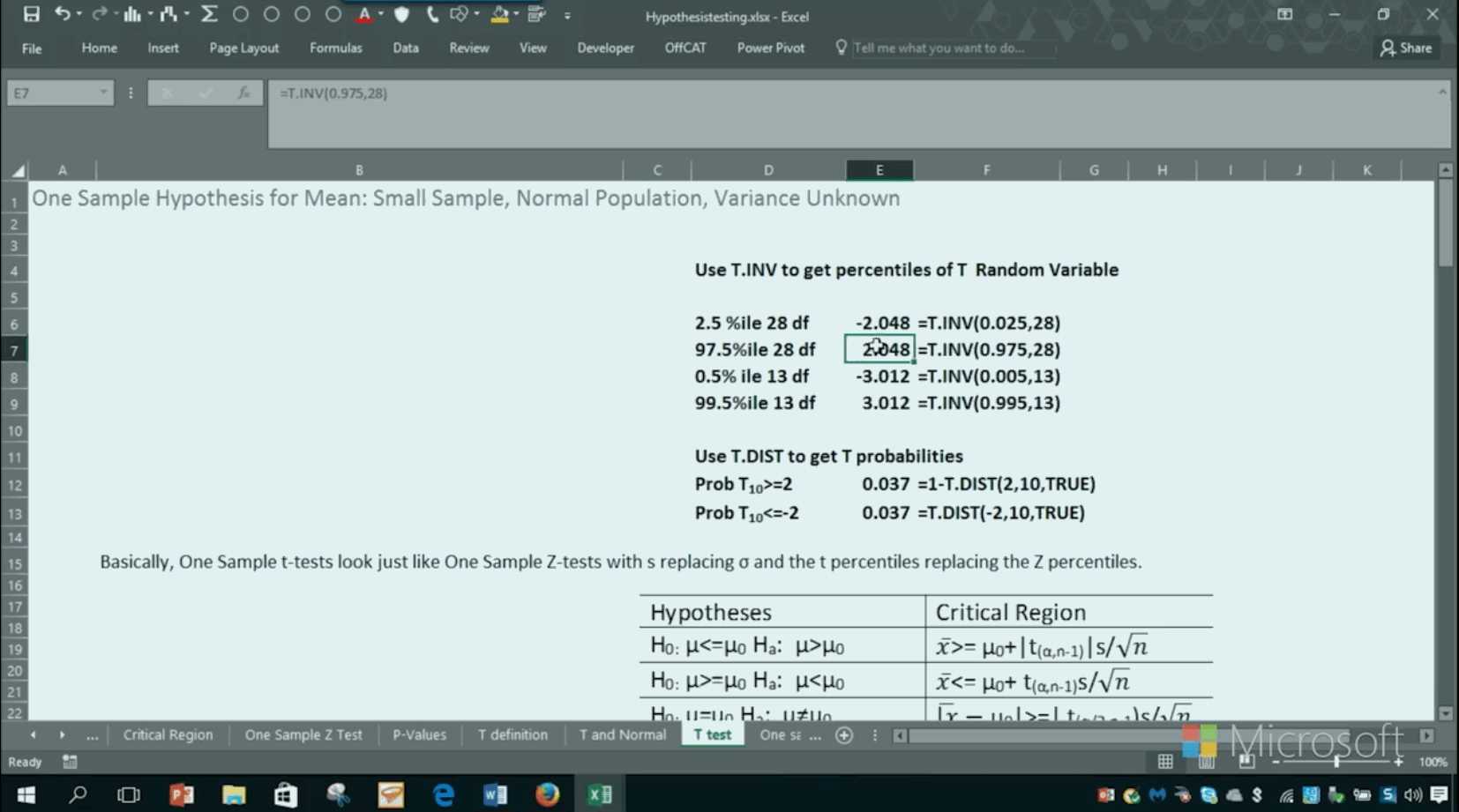 Worked Examples in Excel